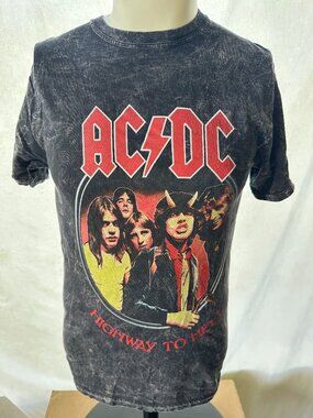 AC DC Highway to Hell 2022 Men's Black Tye Dye Shirt Small Perryscope Production